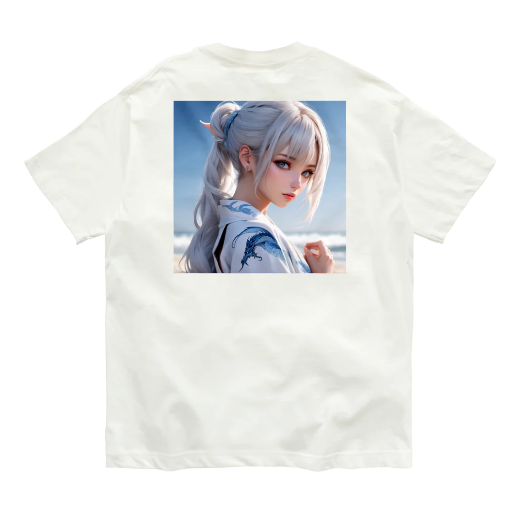 スカ次郎ショップの白髪和服美女シリーズ0001 オーガニックコットンTシャツ