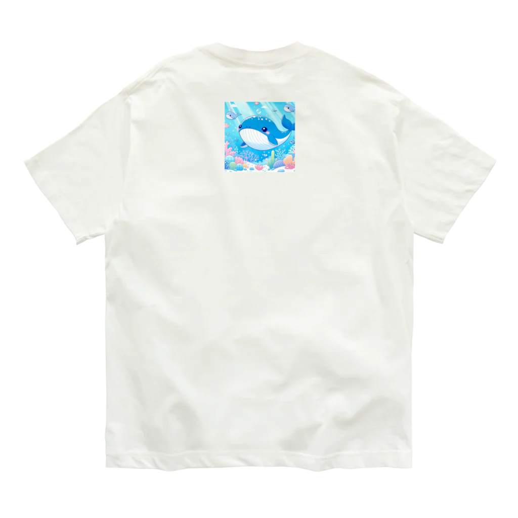 ハートフルの愛らしいクジラさん癒しグッズ オーガニックコットンTシャツ