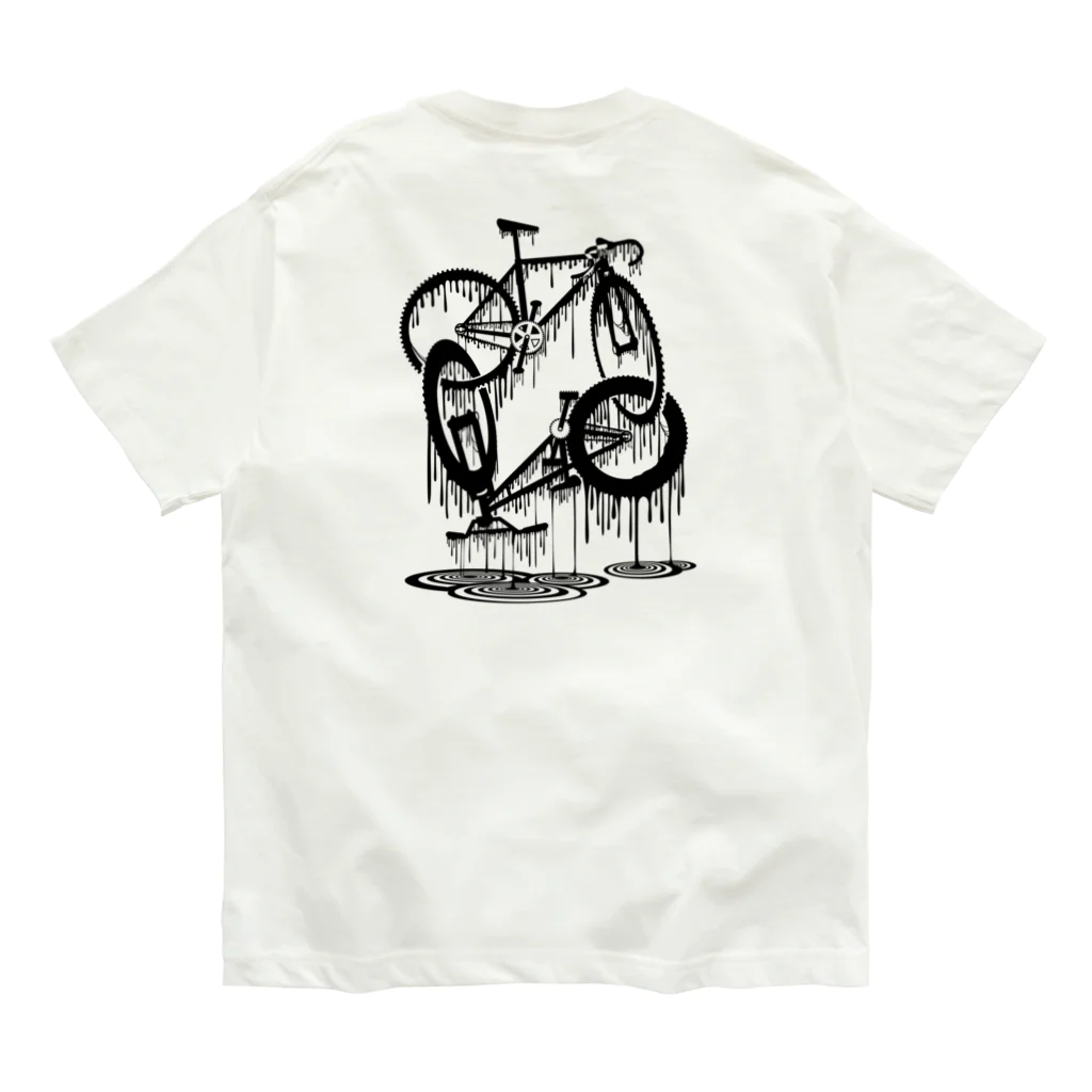 nidan-illustrationのmelted bikes #2 (black ink) オーガニックコットンTシャツ