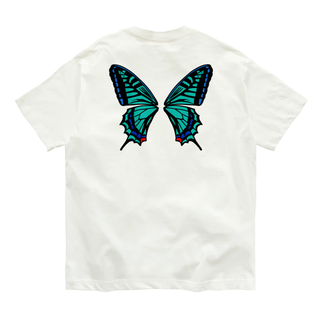 Alba spinaの揚羽蝶 碧瑠璃色 オーガニックコットンTシャツ