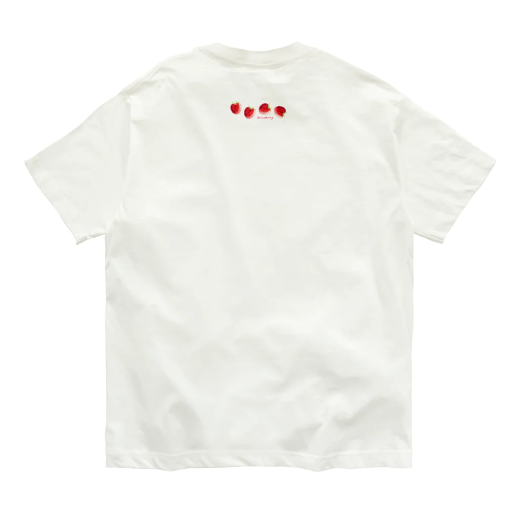 手描 DESIGN LabのI LOVE …『苺』  Organic Cotton T-Shirt