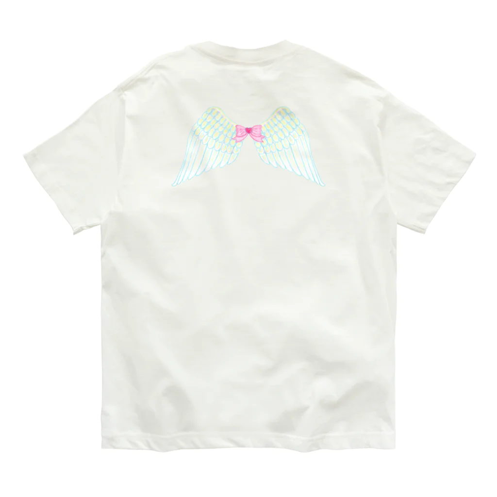 メルティカポエミュウのイモカタバミ畑のキャンディ＆ベリー❤️(せなかに天使の羽) オーガニックコットンTシャツ