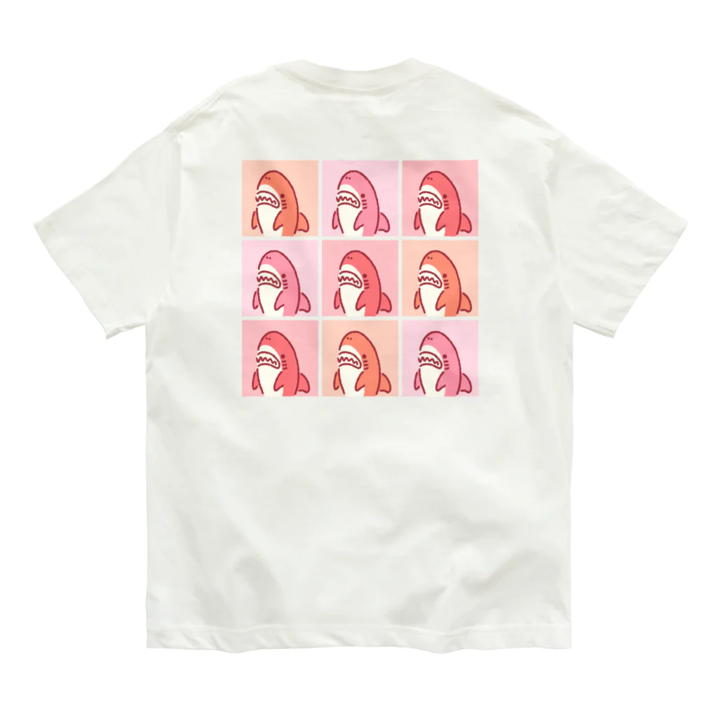 サメ わりとおもいの9匹のサメピンクバックプリント Organic Cotton T-Shirt