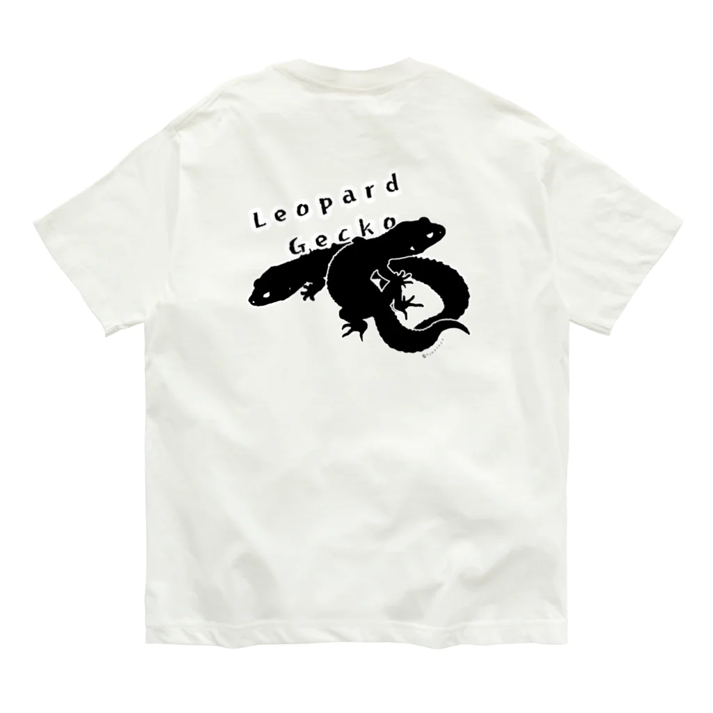 花梟のゆりかごのレオパブラックシルエット オーガニックコットンTシャツ