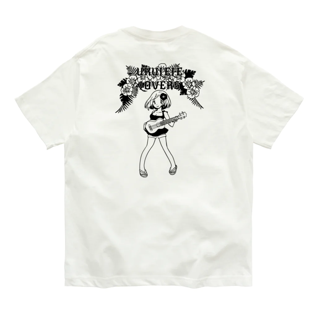 きゃべつこのUKULELE LOVERS BLACK  オーガニックコットンTシャツ