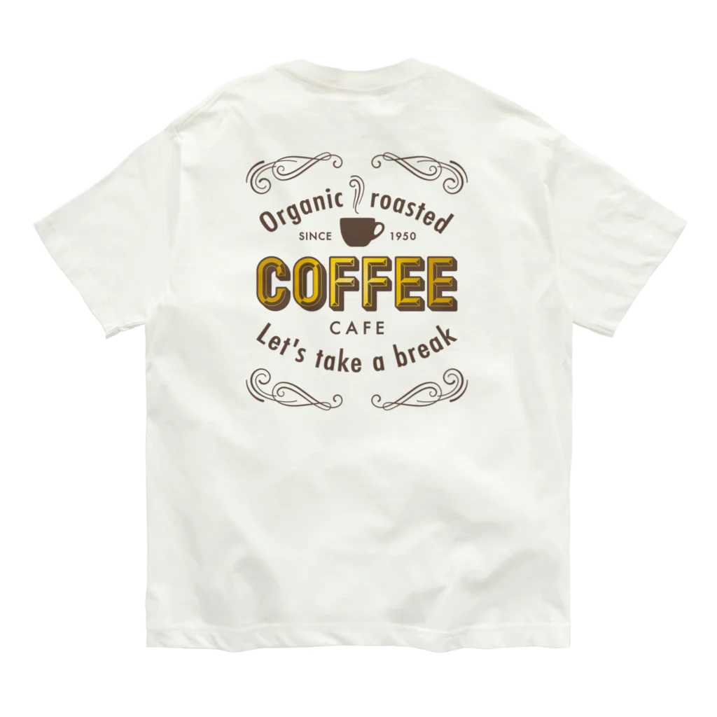 まるいねこのコーヒー カフェ オーガニックコットンTシャツ