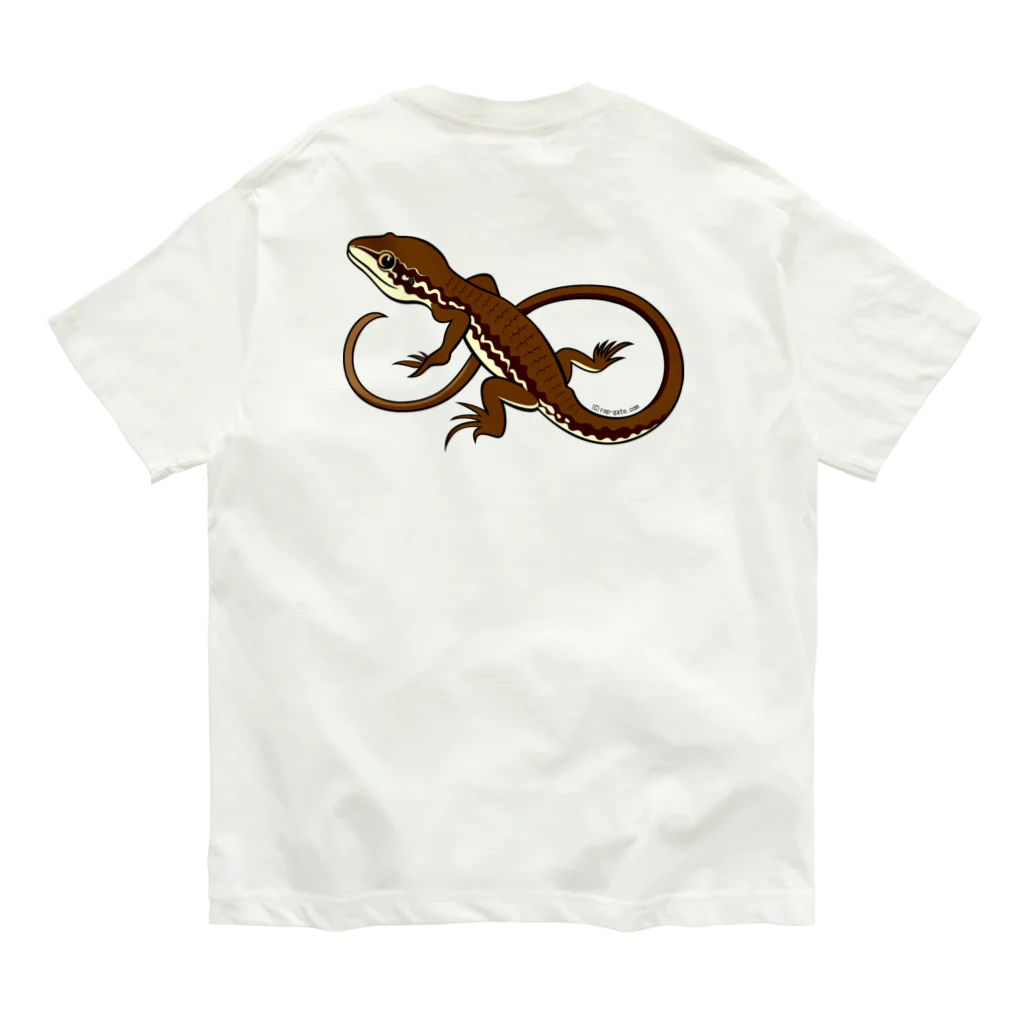 もむのふの爬虫類グッズやさんのニホンカナヘビバックプリントト オーガニックコットンTシャツ