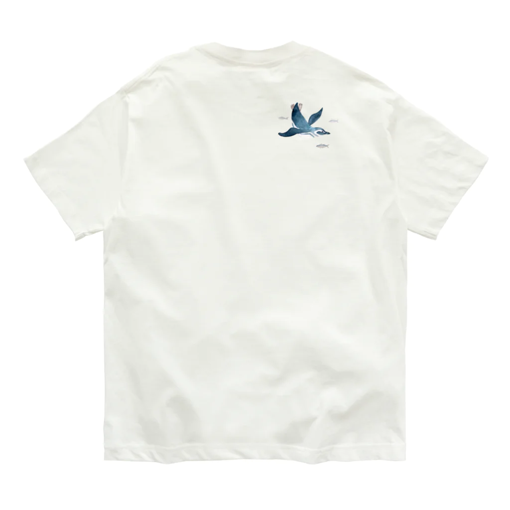 マキバドリのマゼランペンギンと青 Organic Cotton T-Shirt