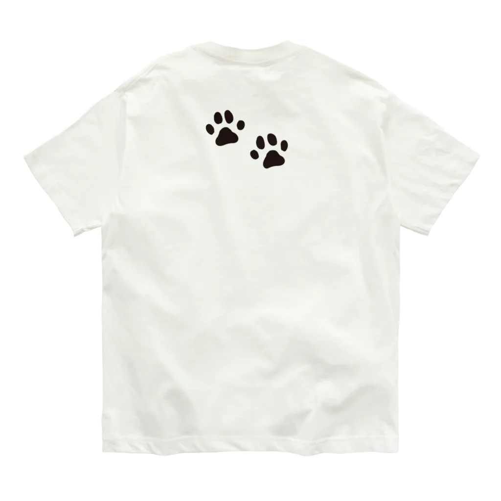 chizuruの柴犬落ちてる（茶）背景グリーン オーガニックコットンTシャツ