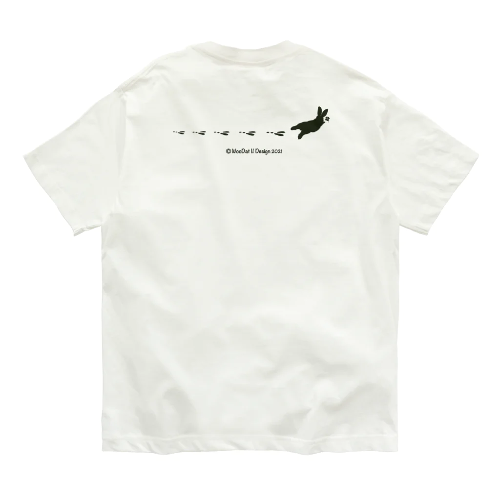 うだうだのどっかから出て来たおしりウサギ✽カーキプリント オーガニックコットンTシャツ