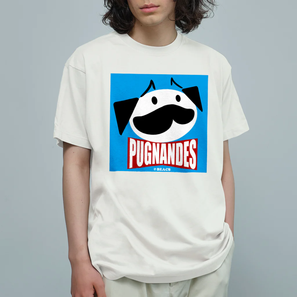 BEACSのPUGNANDES2022‗Blue オーガニックコットンTシャツ