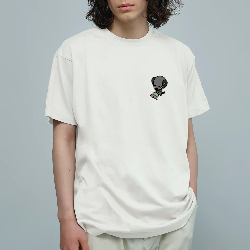 あーるえるショップの黒ラブRくん(お掃除中) Organic Cotton T-Shirt