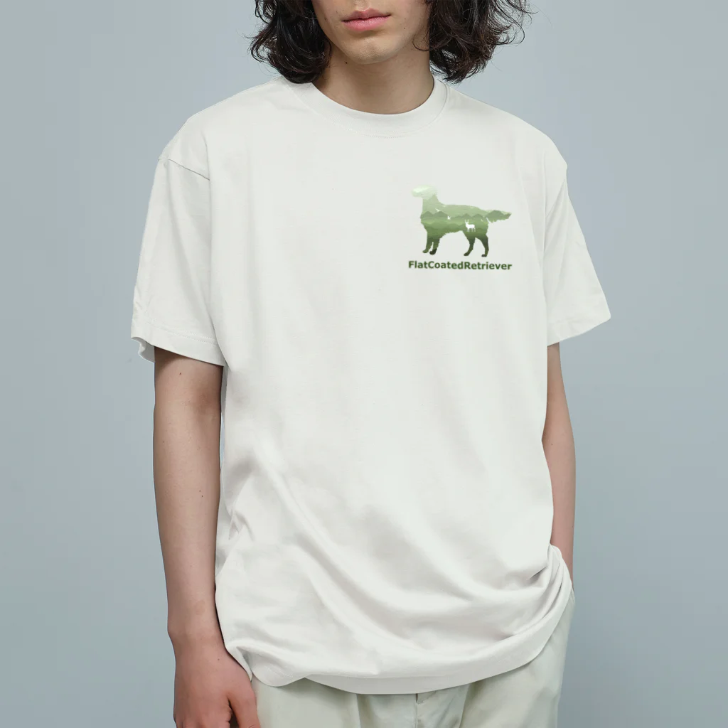AtelierBoopの空と森と犬　フラットコーテッドレトリバー オーガニックコットンTシャツ