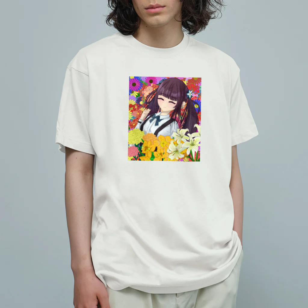 chicodeza by suzuriの花の女の子 オーガニックコットンTシャツ