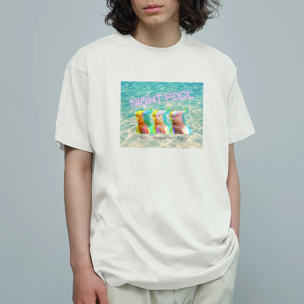 tan8denchiのNIGHT POOL_blue オーガニックコットンTシャツ