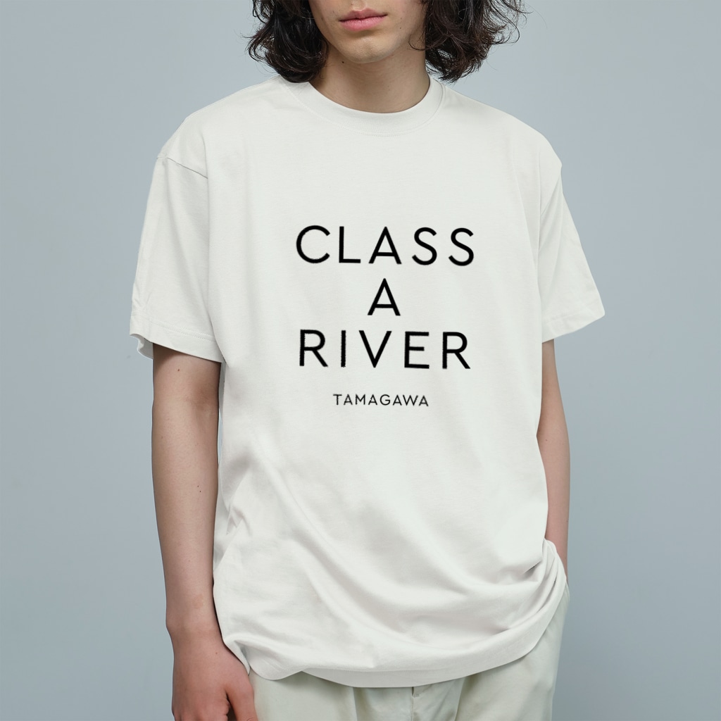 多摩川グッズストア SUZURI店のCLASS A RIVER［TAMAGAWA］ブラック Organic Cotton T-Shirt