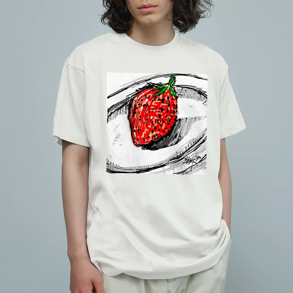 Kaedeのstrawberry オーガニックコットンTシャツ