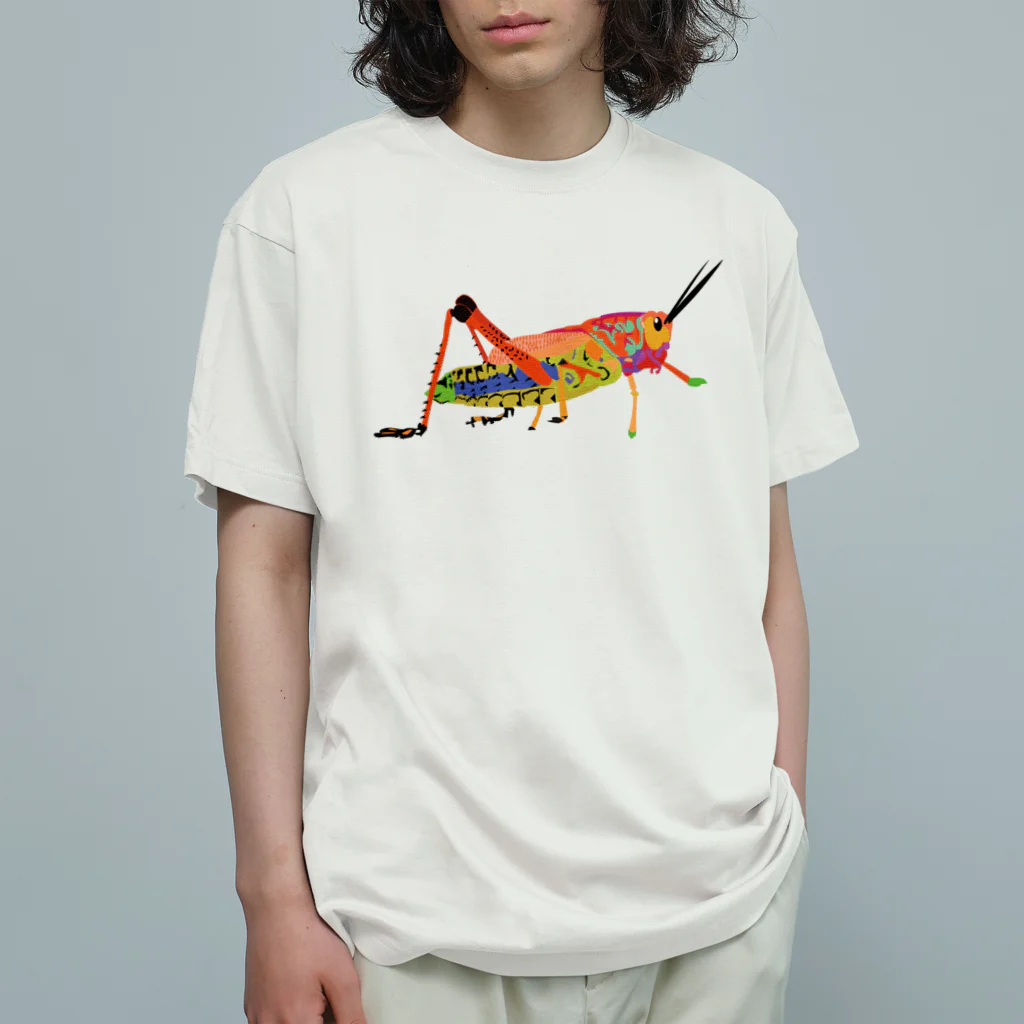 Drecome_Designのバッタ オーガニックコットンTシャツ