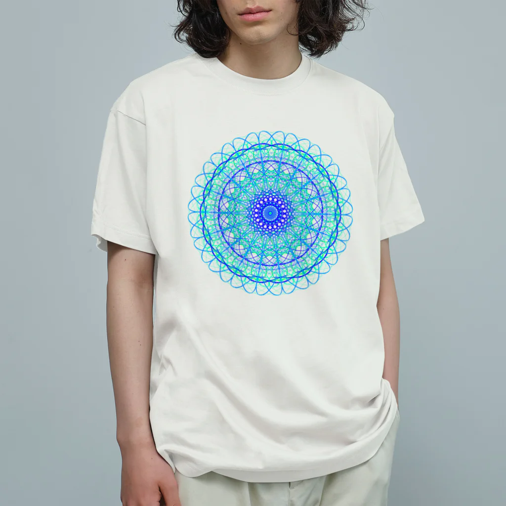 ひまわりのお花①アクアブルー オーガニックコットンTシャツ