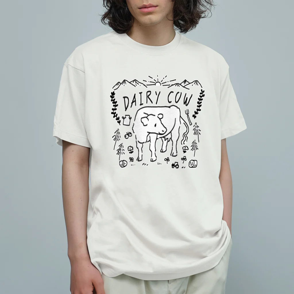 WoooメロストアのシンプルDAIRYCOW オーガニックコットンTシャツ