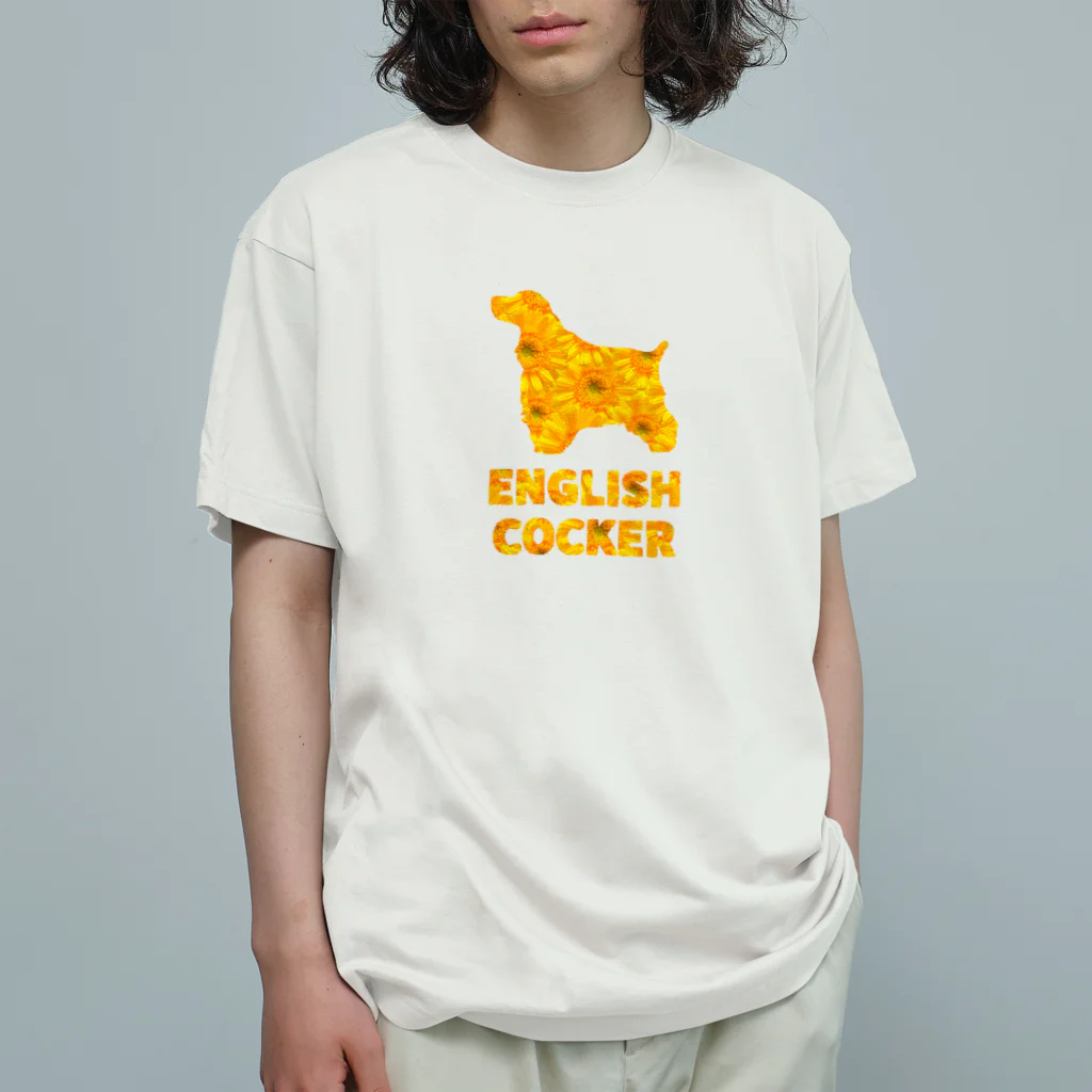 onehappinessのイングリッシュコッカースパニエル　ガーベラ オーガニックコットンTシャツ