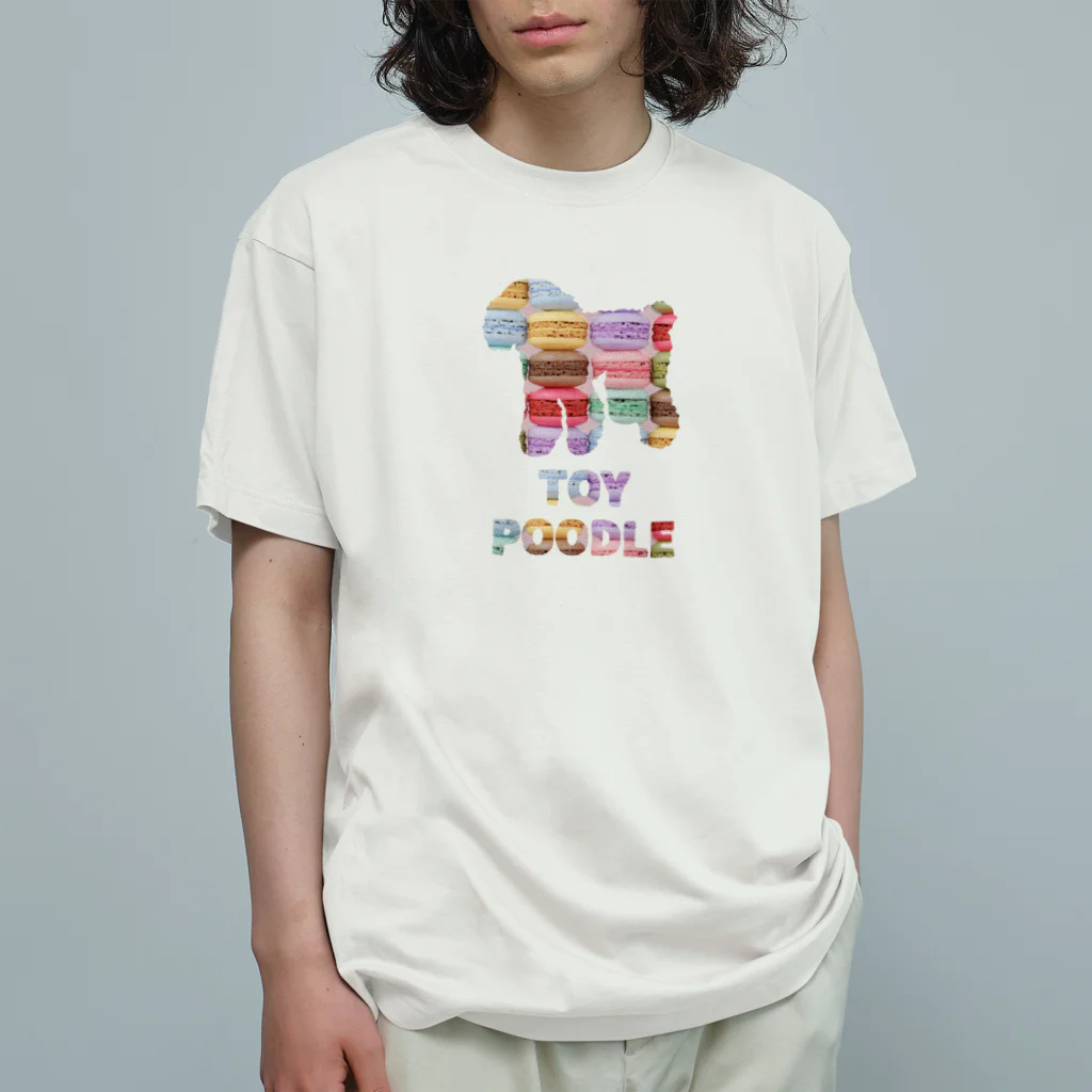 onehappinessのトイプードル　マカロン オーガニックコットンTシャツ