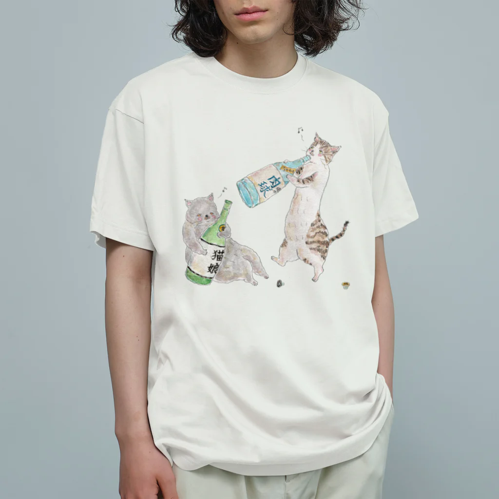 トコロコムギのべろべろにゃんこ オーガニックコットンTシャツ