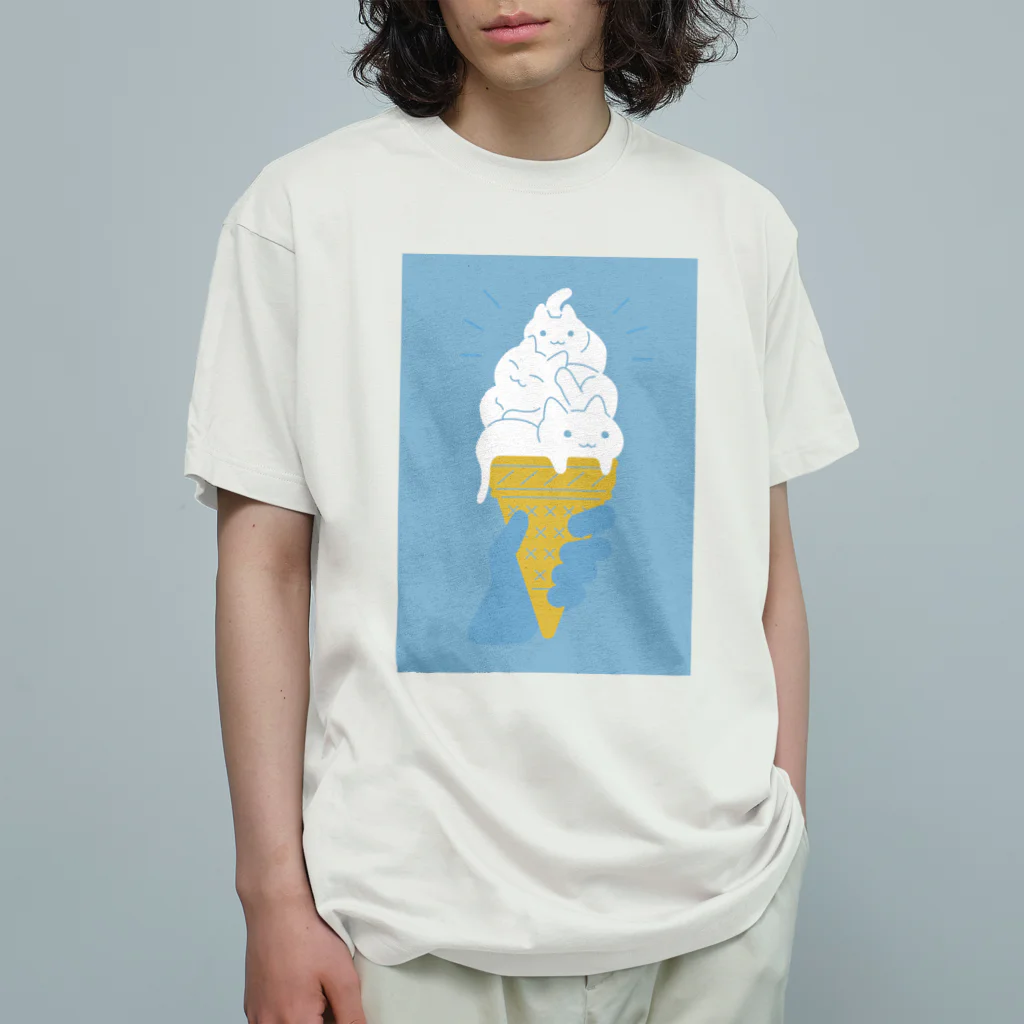 AI作家さむねこの作品集のIce Cat Milk オーガニックコットンTシャツ