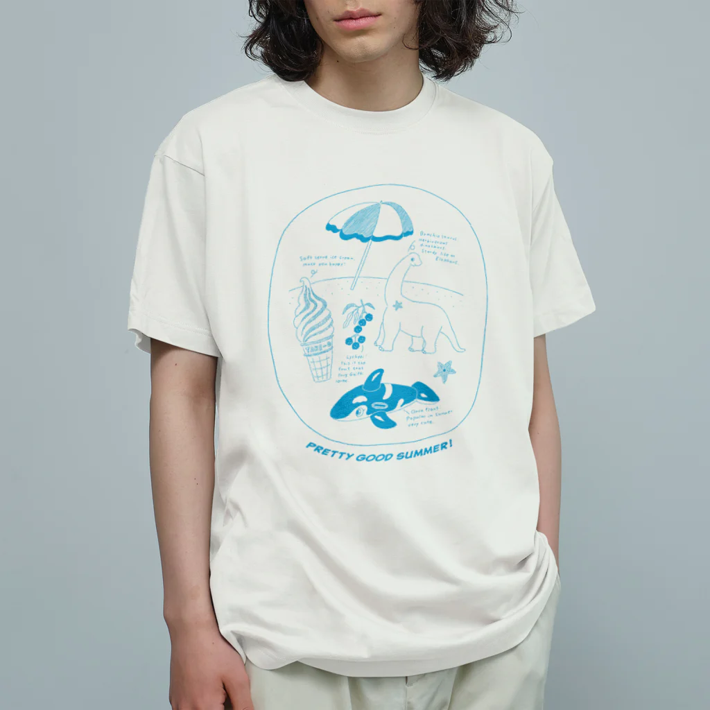 Futakawa Mayuのグッズショップの夏図鑑シリーズ　恐竜　カラー オーガニックコットンTシャツ