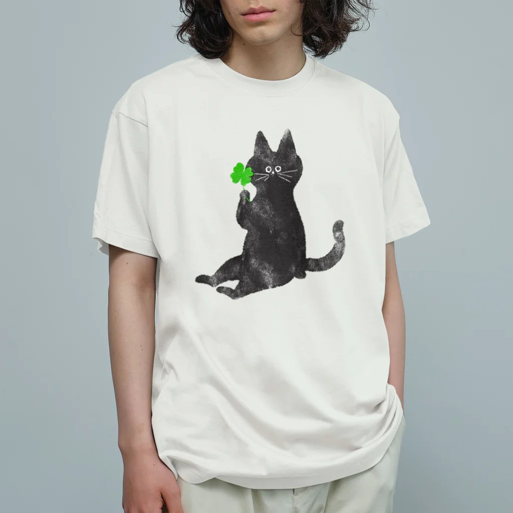 asako-shopの四葉のクローバーとねこ🍀 オーガニックコットンTシャツ