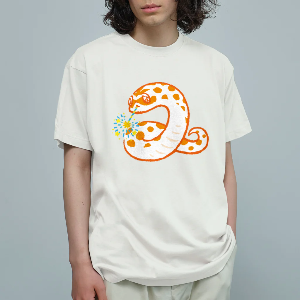 おにぎり屋のヘビ花火シシバナ（オレンジver） オーガニックコットンTシャツ