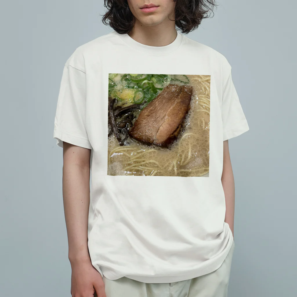 あゆのしおやきのとんこつラーメン オーガニックコットンTシャツ