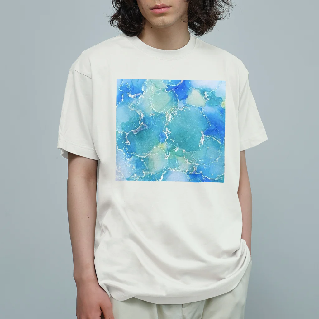 葉月あさこ(風椋)＠癒しの書【公式】のインクアート ブルー系 オーガニックコットンTシャツ