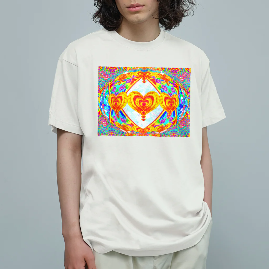 ✨🌈✨ユラクラカン🇯🇵 ✨🌈✨の🌈🌟恋人達の祝杯💕🥂ゴールデンハート🌈🌟 オーガニックコットンTシャツ