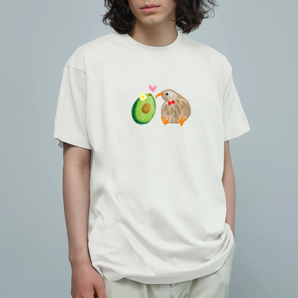 すきぴこのキウイアボカド オーガニックコットンTシャツ