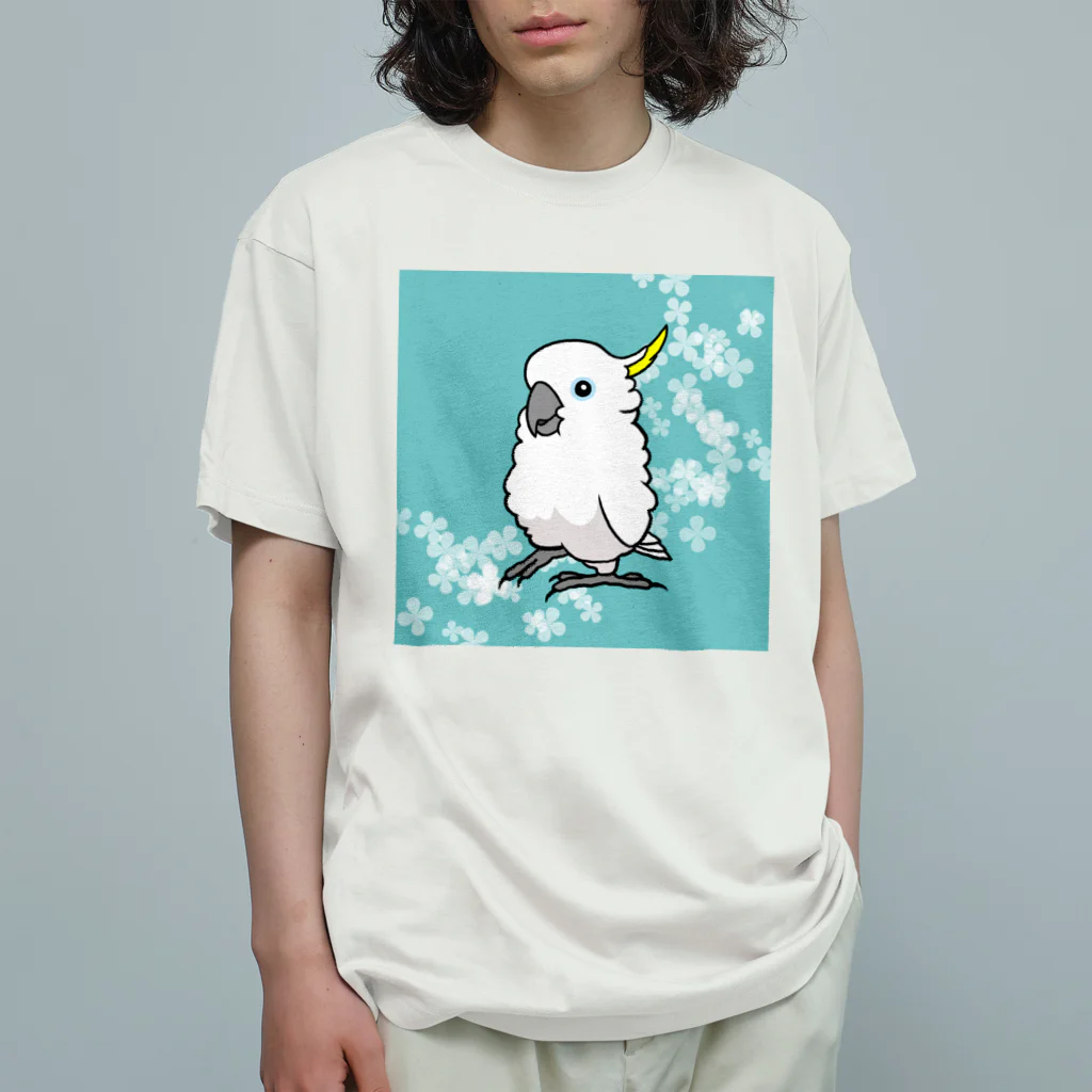 white-cockatooの花とキバタン Organic Cotton T-Shirt