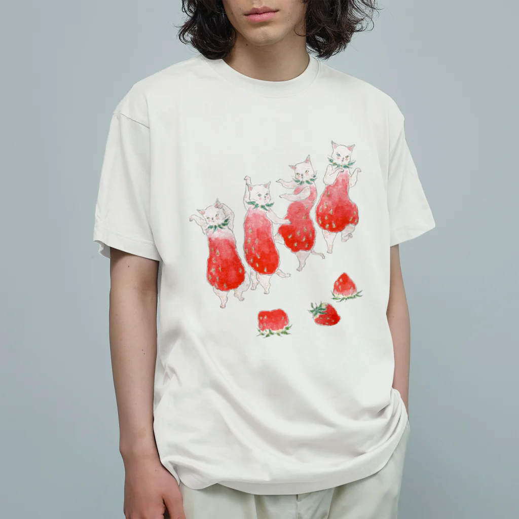 トコロコムギのいちごの妖精にゃんこ Organic Cotton T-Shirt