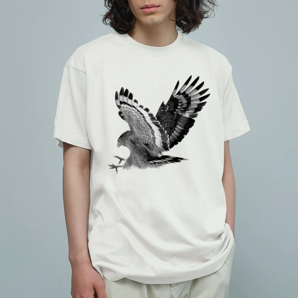 WILDBIRD GOODS SHOPのカンムリワシ・モノクロ オーガニックコットンTシャツ