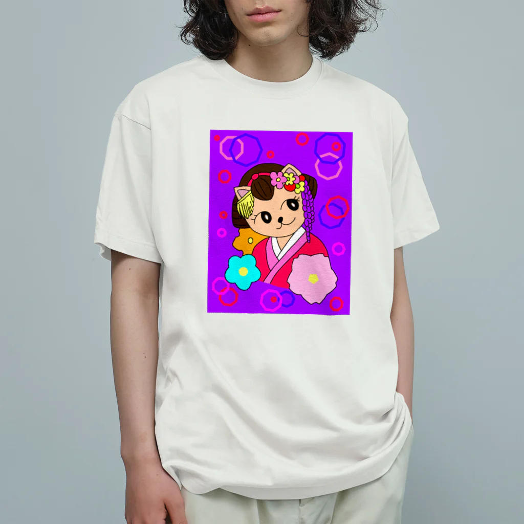 greetenの猫 舞妓さん 和柄 Organic Cotton T-Shirt