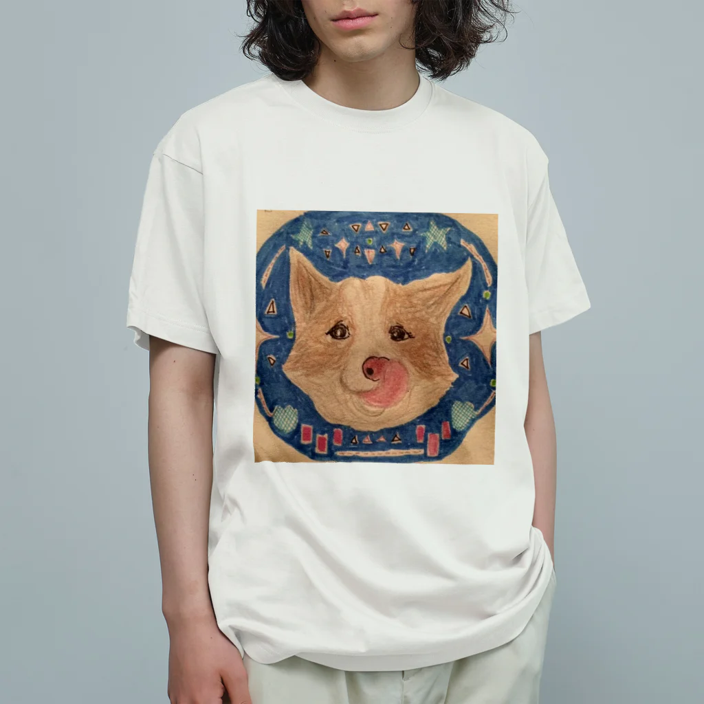 夏休みの犬のまめちゃん オーガニックコットンTシャツ