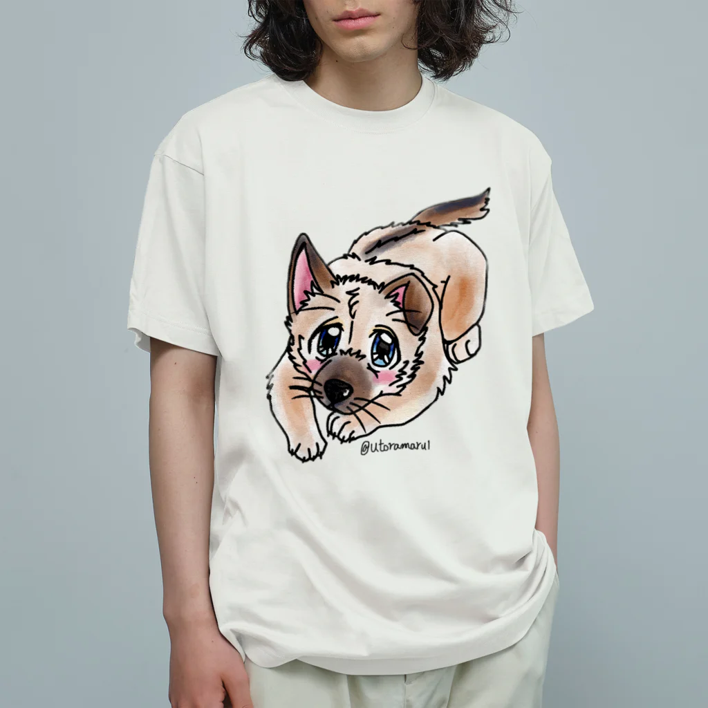 宇寅。の泥棒フェイスの子犬 Organic Cotton T-Shirt