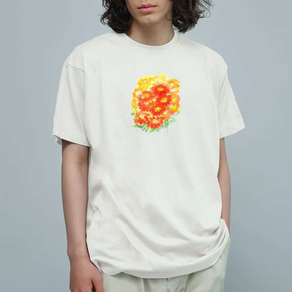 SUZURI.KEY-CHANの7月17日の誕生日花は「百日草」です！ Organic Cotton T-Shirt