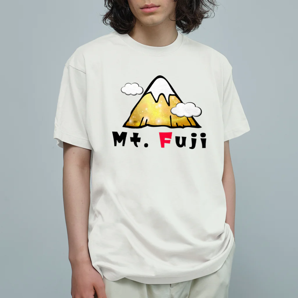 レアレアコクアのいいことありそう! 金運シリーズ　(富士山　Mt.Fuji) オーガニックコットンTシャツ