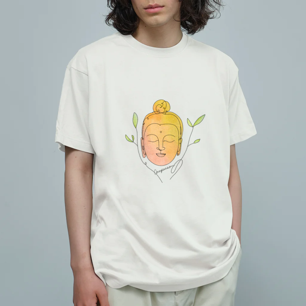 ドリゼラのおみやげ販売所のCompassion Buddha -オレンジ- オーガニックコットンTシャツ