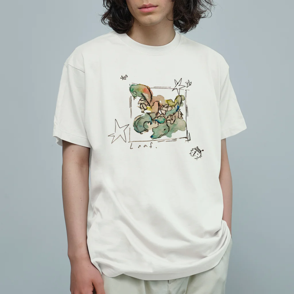 Macomako_sushiのLeaf. オーガニックコットンTシャツ