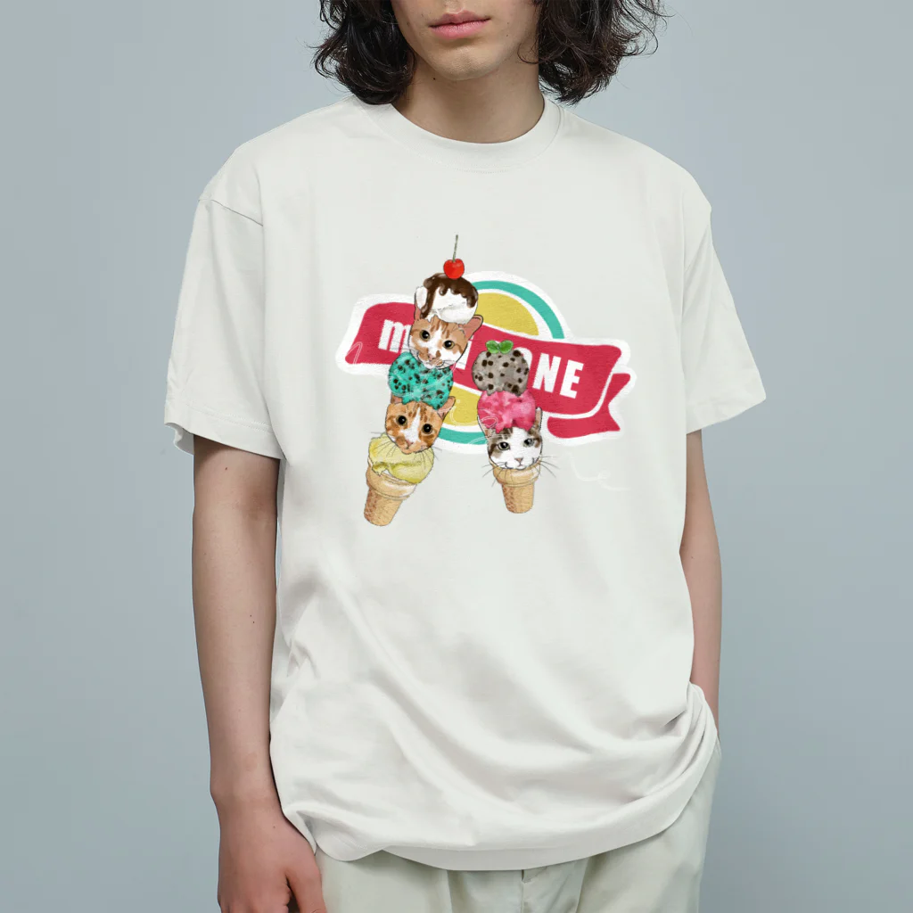 みきぞーん｜保護猫 ミッキー画伯と肉球とおともだちのrui & ram & ta-chan ice オーガニックコットンTシャツ