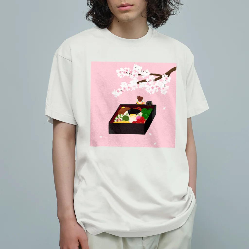 月見里 雀 -yamanashi suzume-のお花見雀 オーガニックコットンTシャツ