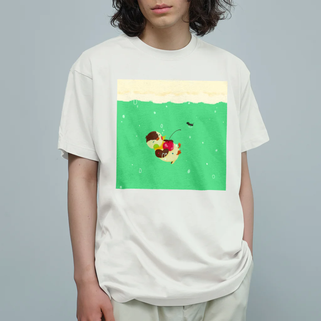 月見里 雀 -yamanashi suzume-のクリームソーダ雀 オーガニックコットンTシャツ