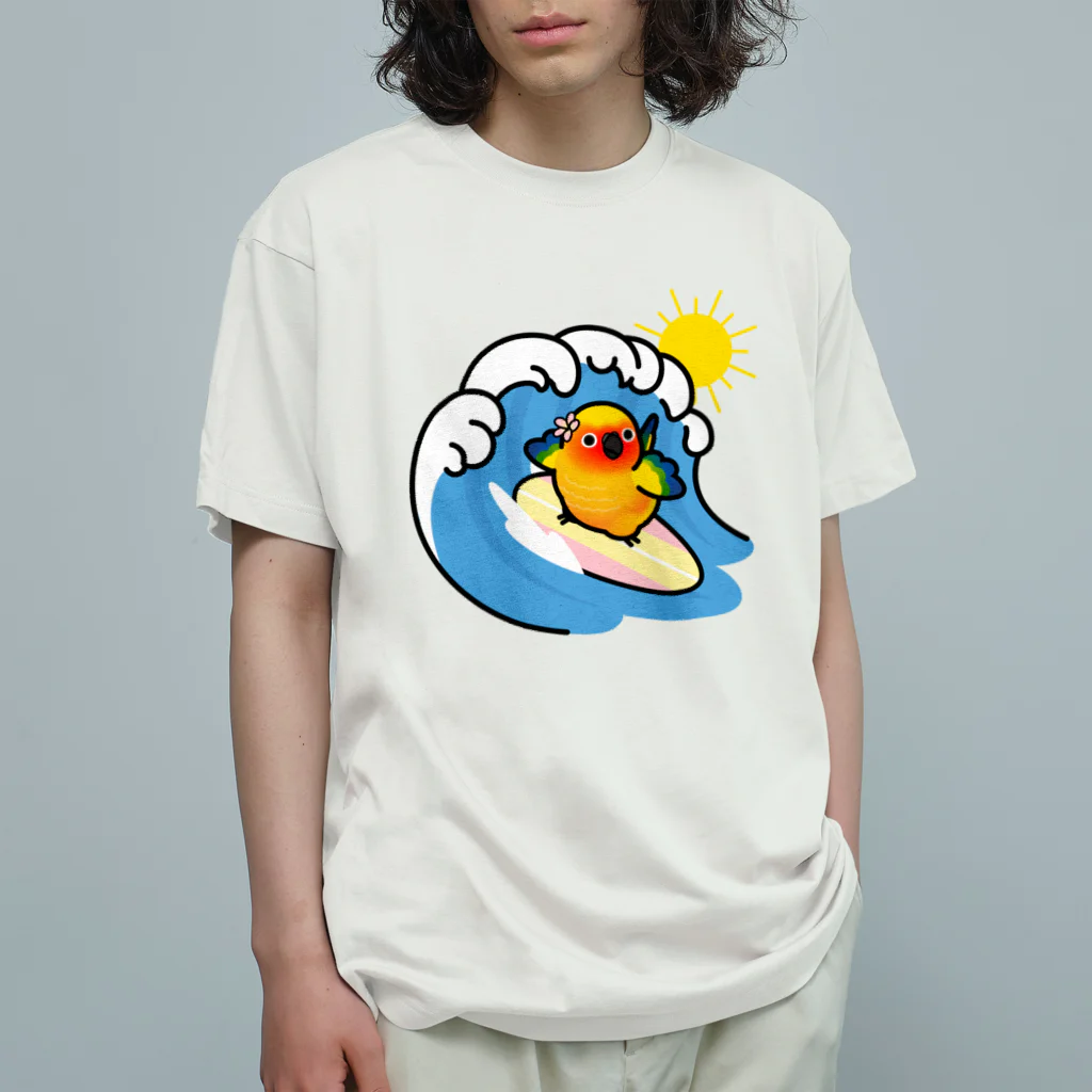 Cody the LovebirdのChubby Bird コガネメキシコインコ　サーフィン Organic Cotton T-Shirt