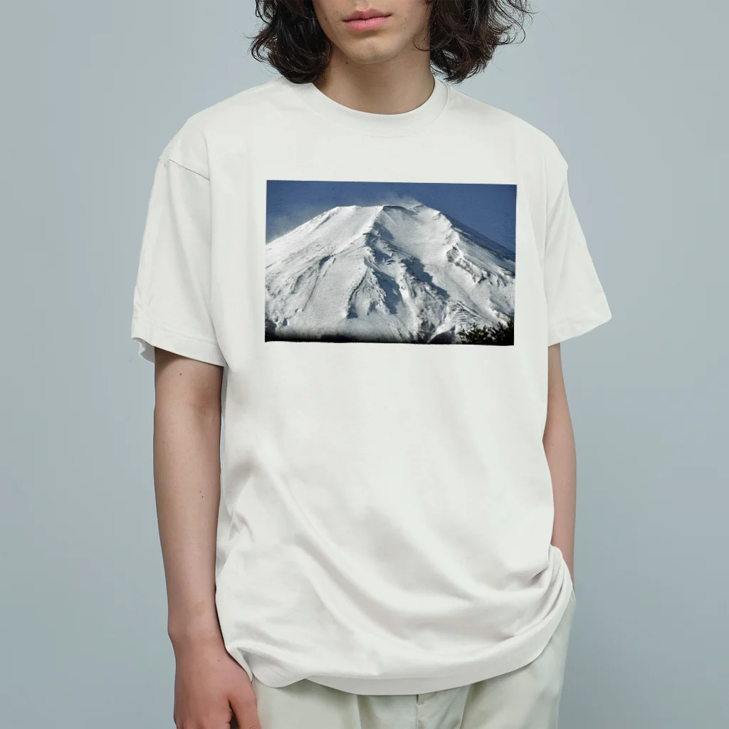 下田村の冠雪した富士山_003 Organic Cotton T-Shirt